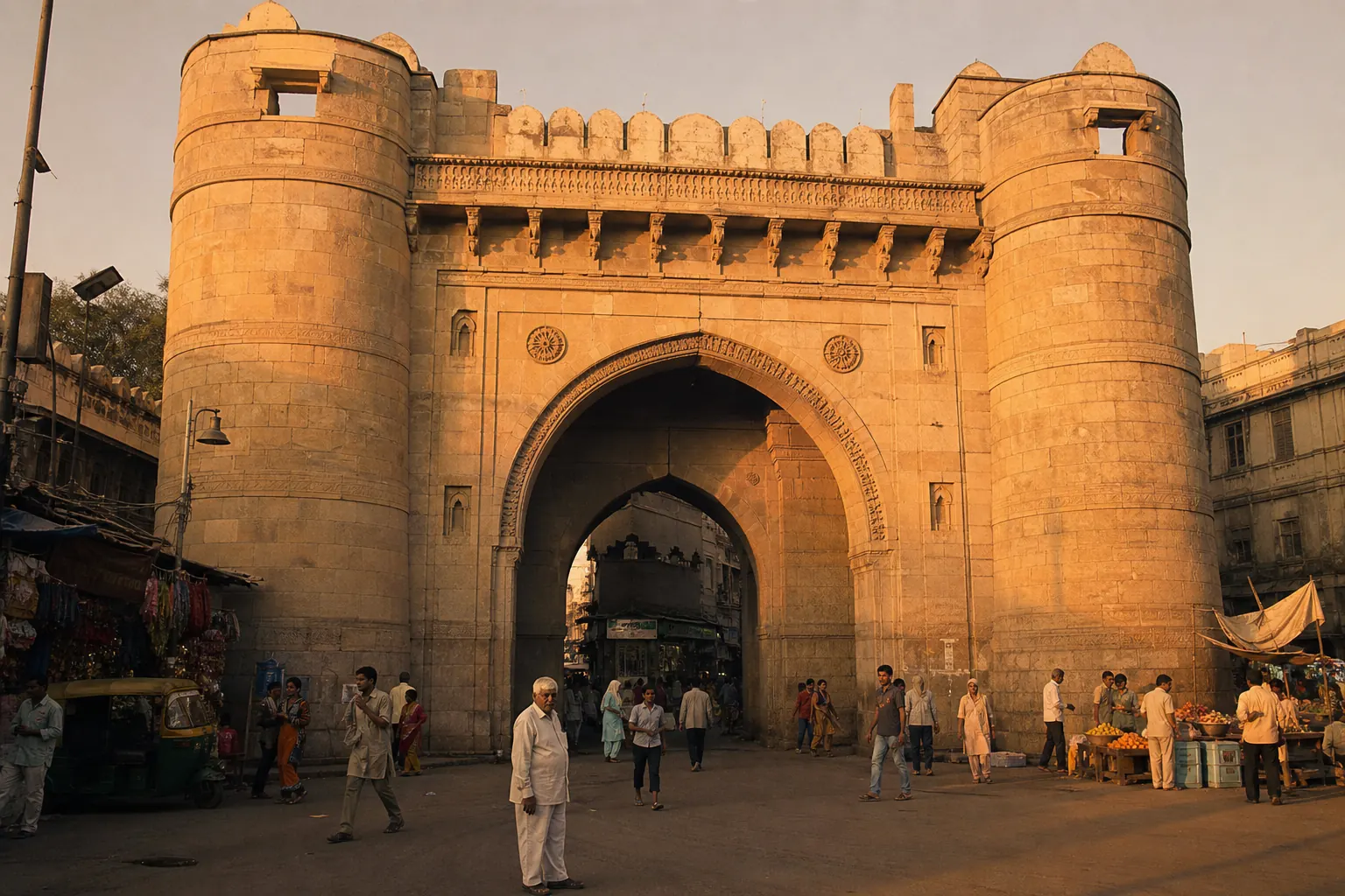 Historic Raipur Gate near Vinod Namkeen store, Ahmedabad